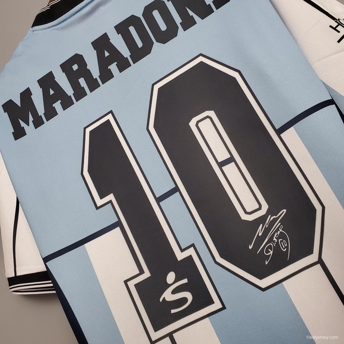 Retro 2001 Argentina Maradona #10 Commemorative Edition Soccer Jersey