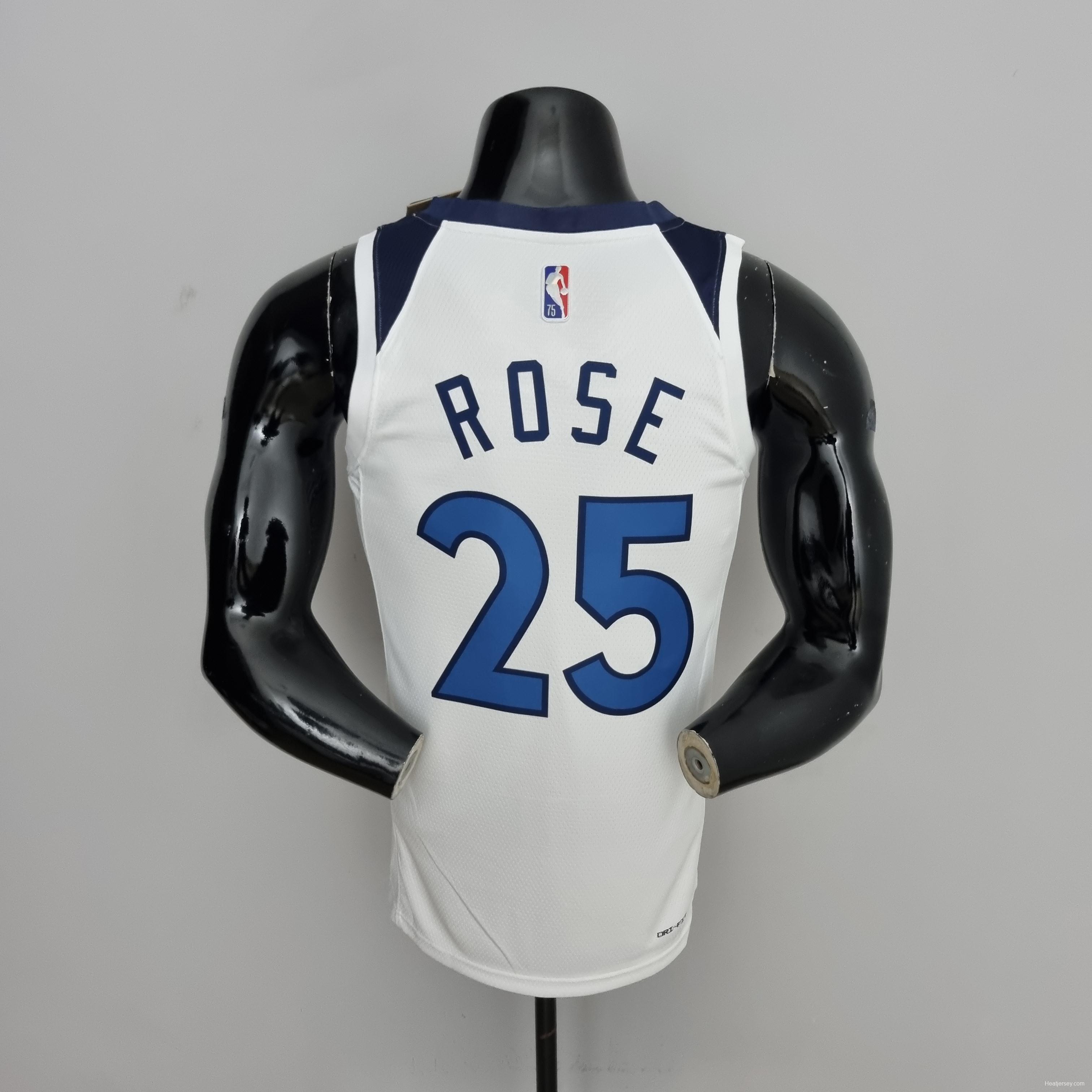 75th Anniversary Minnesota Timberwolves Rose #25 Royal White NBA Jersey