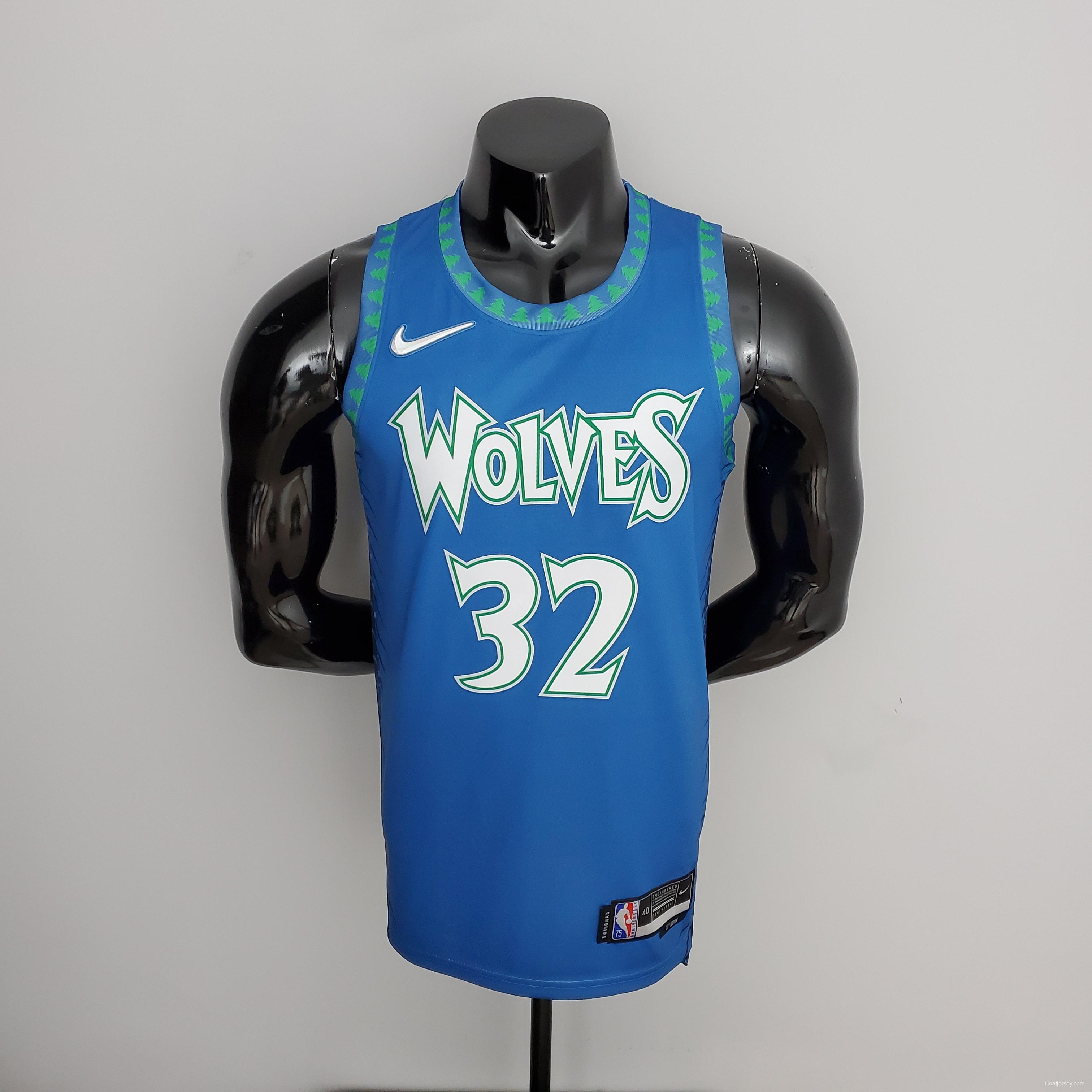 75th Anniversary 2202 Season TOWNS#32 Minnesota Timberwolves City Edition Blue NBA Jersey