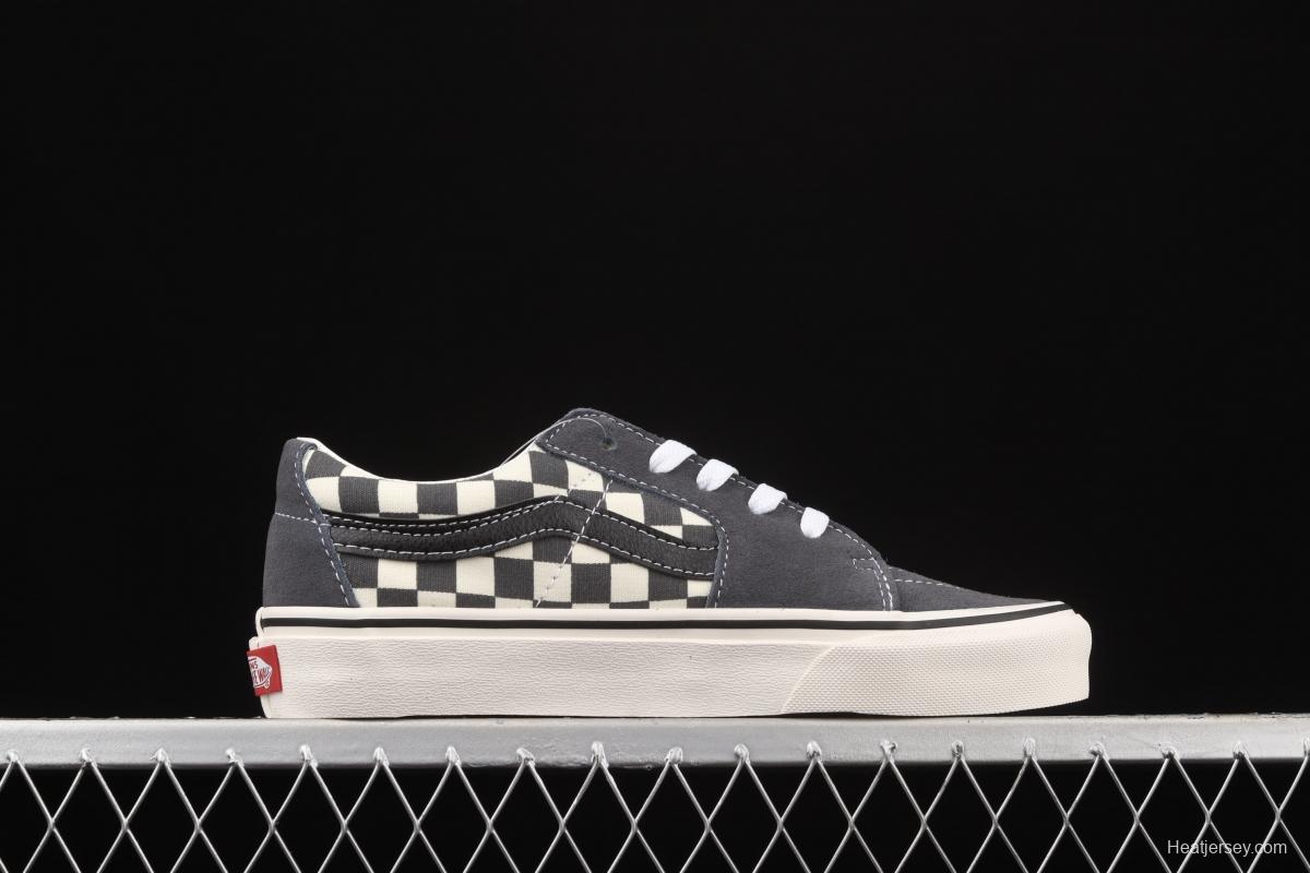 Vans Suede Sk8-Low grey rice and white checkerboard check low-top casual board shoes VN0A4UUK2V4