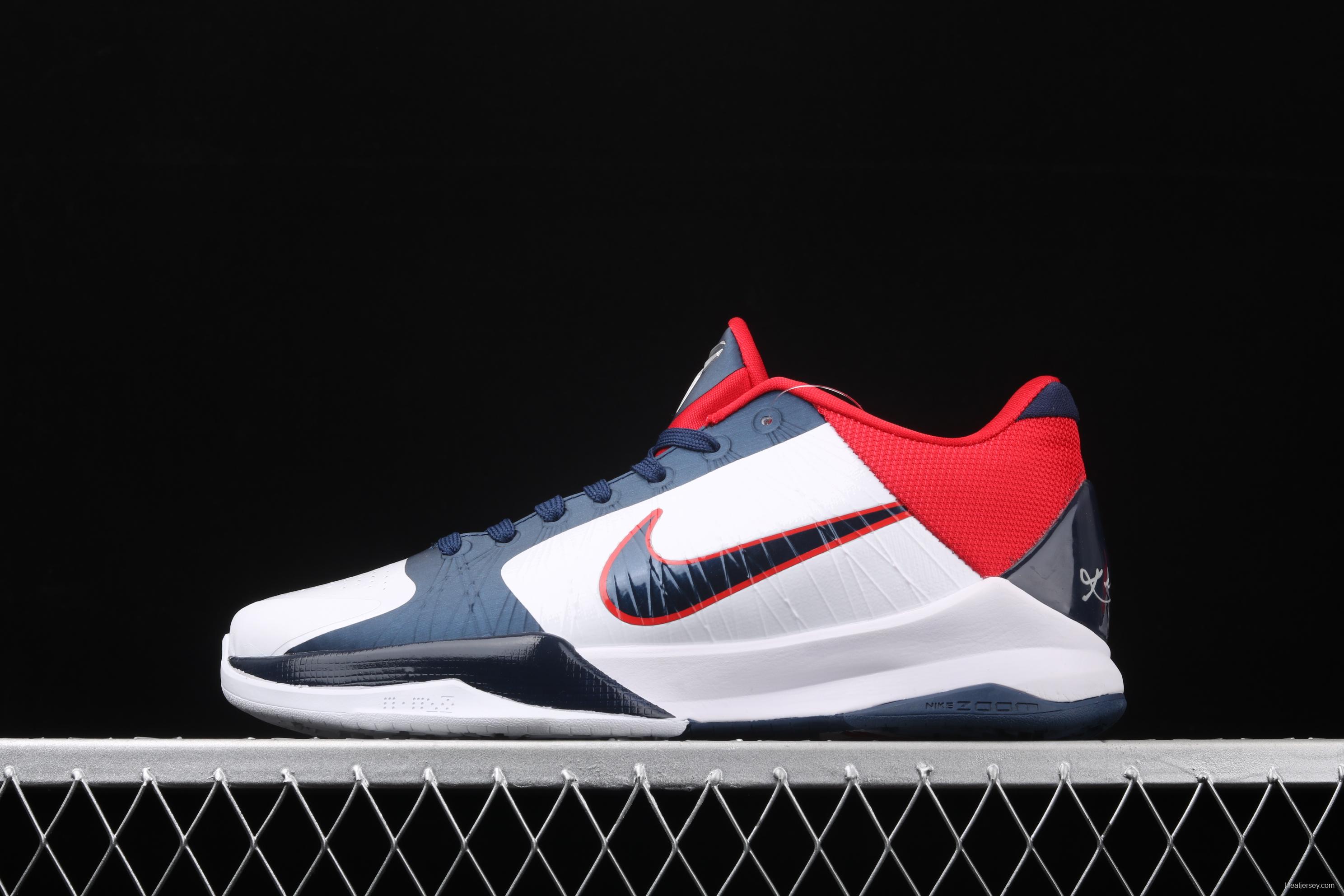 NIKE Zoom Kobe V Protro White, Blue and Red Kobe Bryant 5 2020 reproduce low-end sports basketball shoes 386430-103