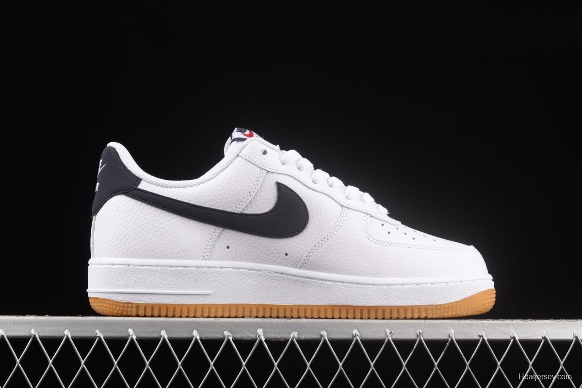 NIKE Air Force 1x07 Low white and black raw rubber classic low-top casual board shoes CI0057-100