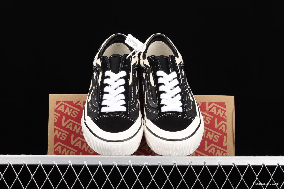 Vans Style 36 half-moon Baotou black-and-white flame low-top sports shoes VN0A3ZCJROF