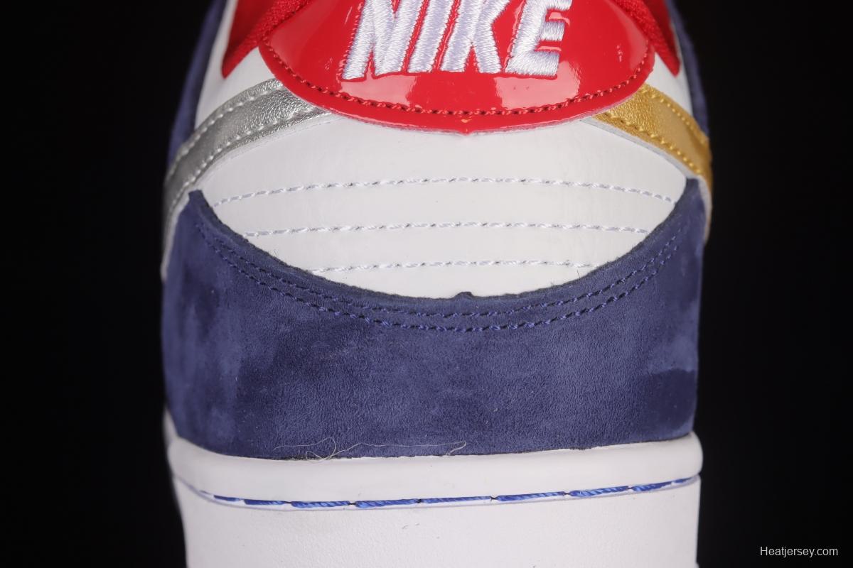 NIKE SB DUNK Low Prm QS Paris BMW Gold and Silver Hook Casual Sneakers 839685-416