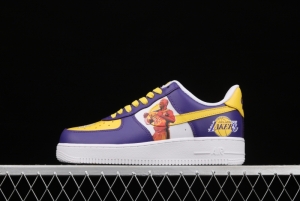 NIKE Air Force 1: 07 co-signed Kobe Bryant Lakers LA white and purple shoes with yellow color low-top casual shoes 315122-118