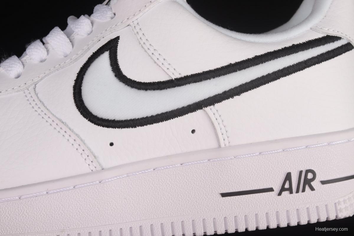 NIKE Air Force 11407 Low White/Black Leather White and Black lift Electric embroidered Hook low-top Leisure Sports Board shoes DH2472-100