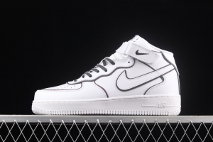 NIKE Air Force 1' 07 Mid laser white 3M reflective medium-help leisure sports board shoes 368742-810