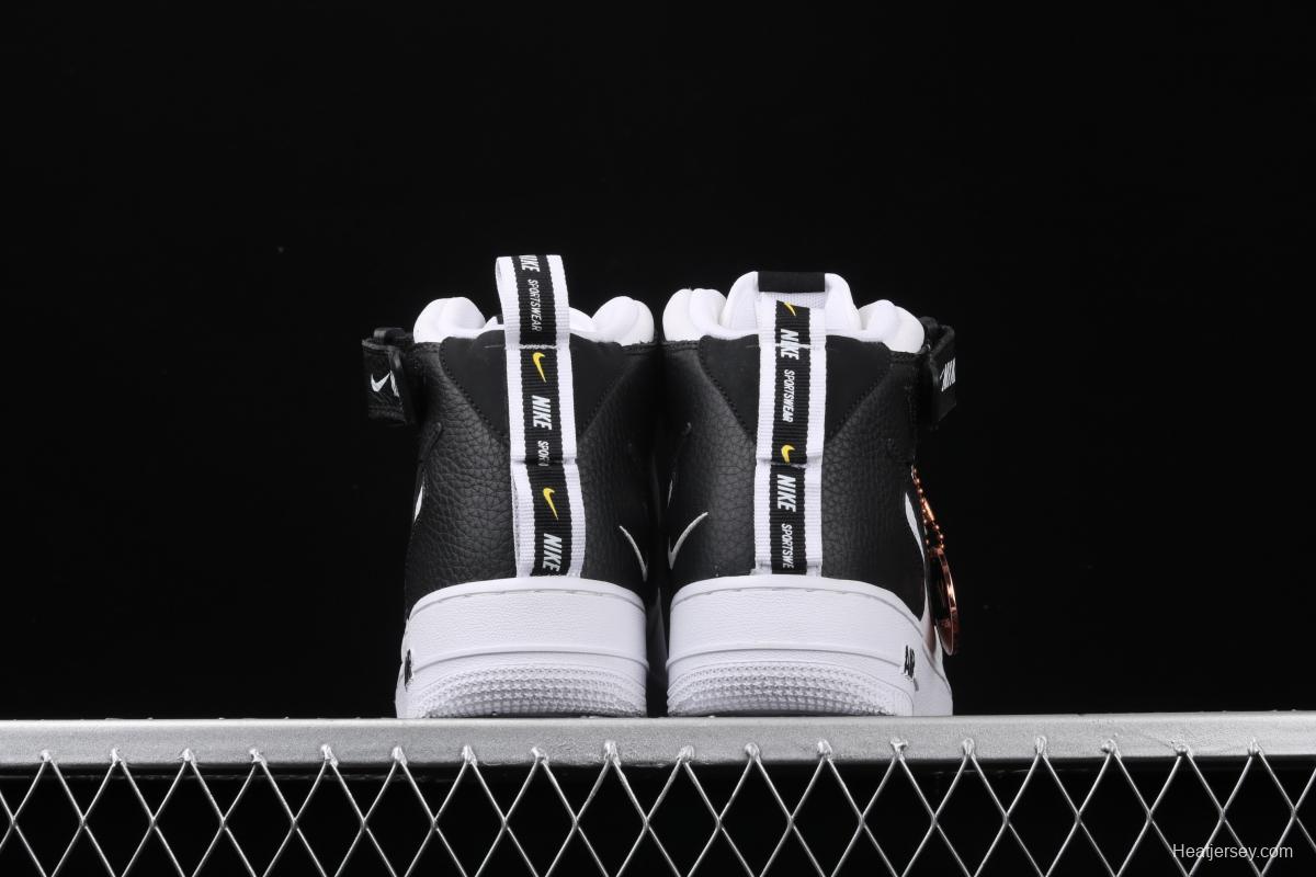 NIKE Air Force 1 Mid'07 Lv8 white and black simple edition OW letter casual board shoes 804609-103