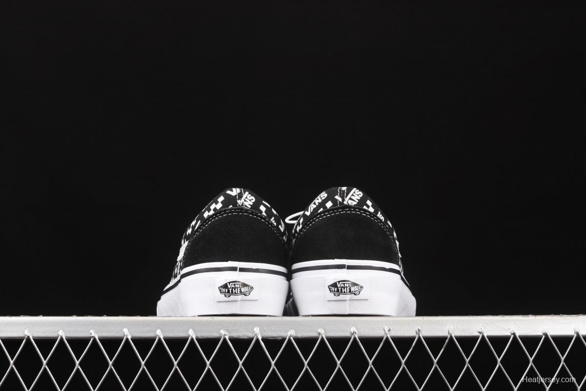 Vans Old Skool black checkerboard side printed striped letter low upper board shoes VN0A4U3BTEZ