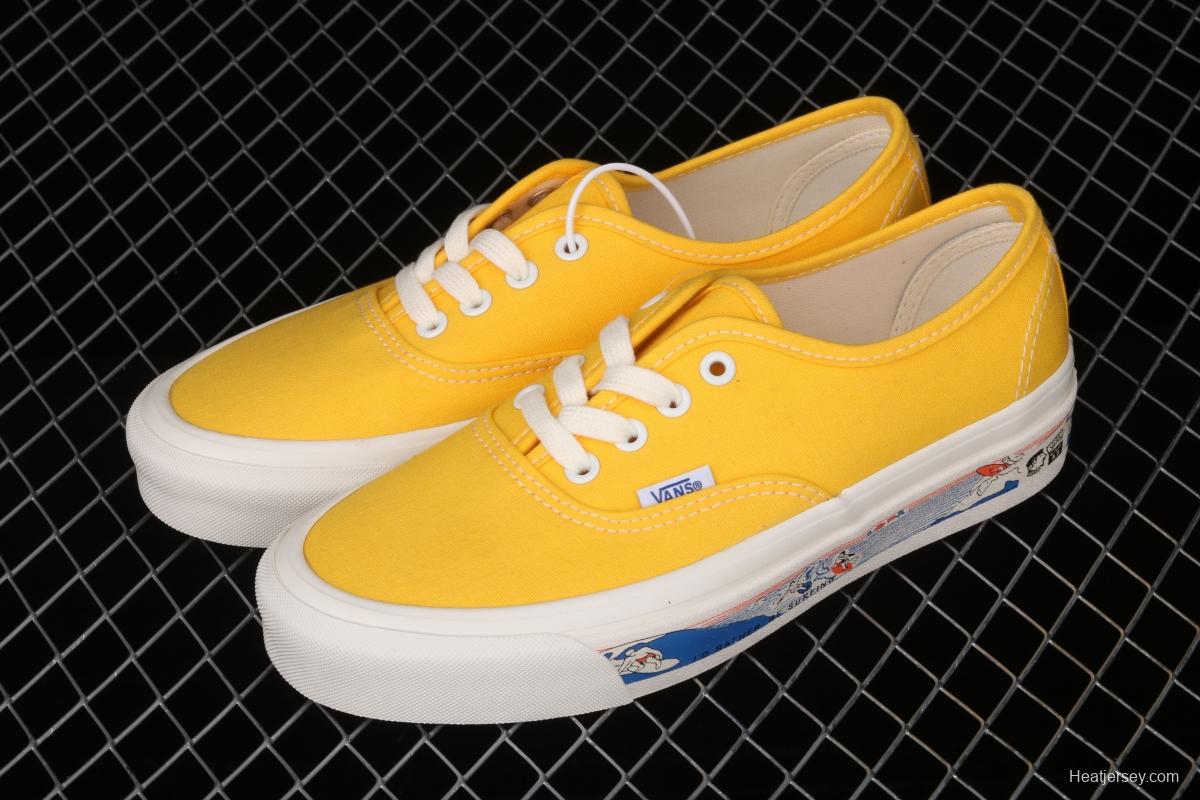 Vans Authentic 44 DX yellow canvas surfing printed Anaheim vintage board shoes VN0A54F241Q