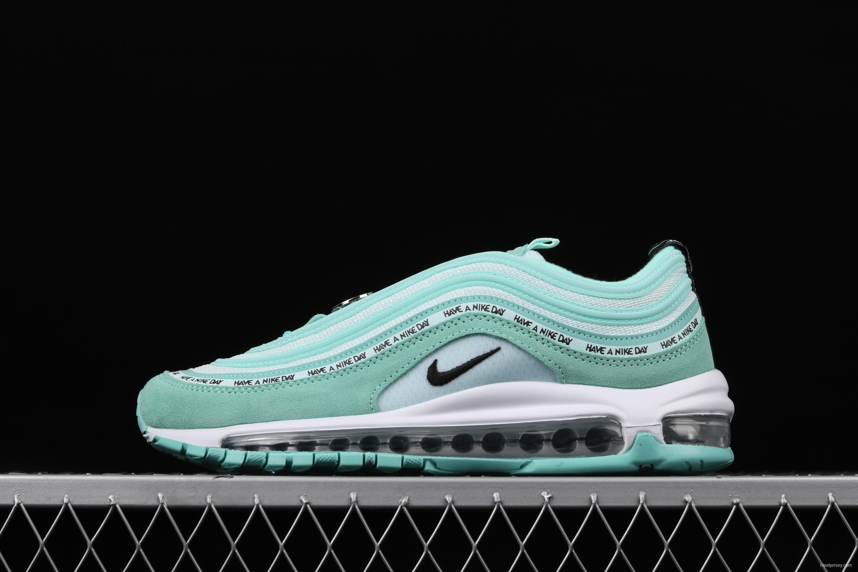 NIKE Air Max 97 ND mint green suede air cushion running shoes 923288-300