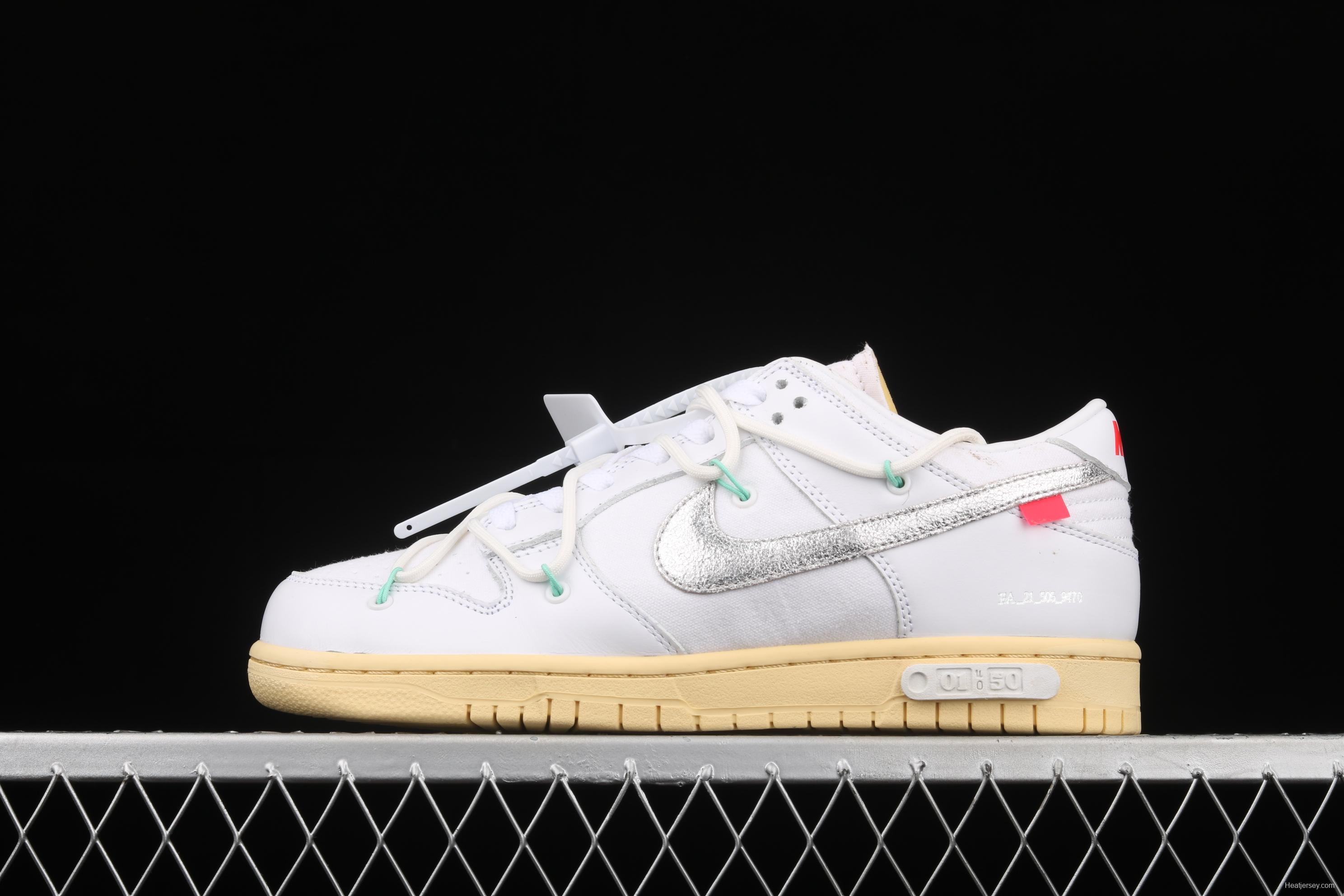 OFF-White x NIKE DUNK Low 04 of 50 OW white gray leisure sports skateboard shoes DM1602-127,