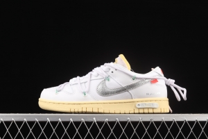 OFF-White x NIKE DUNK Low OW white and gray leisure sports skateboard shoes DM1602-127,