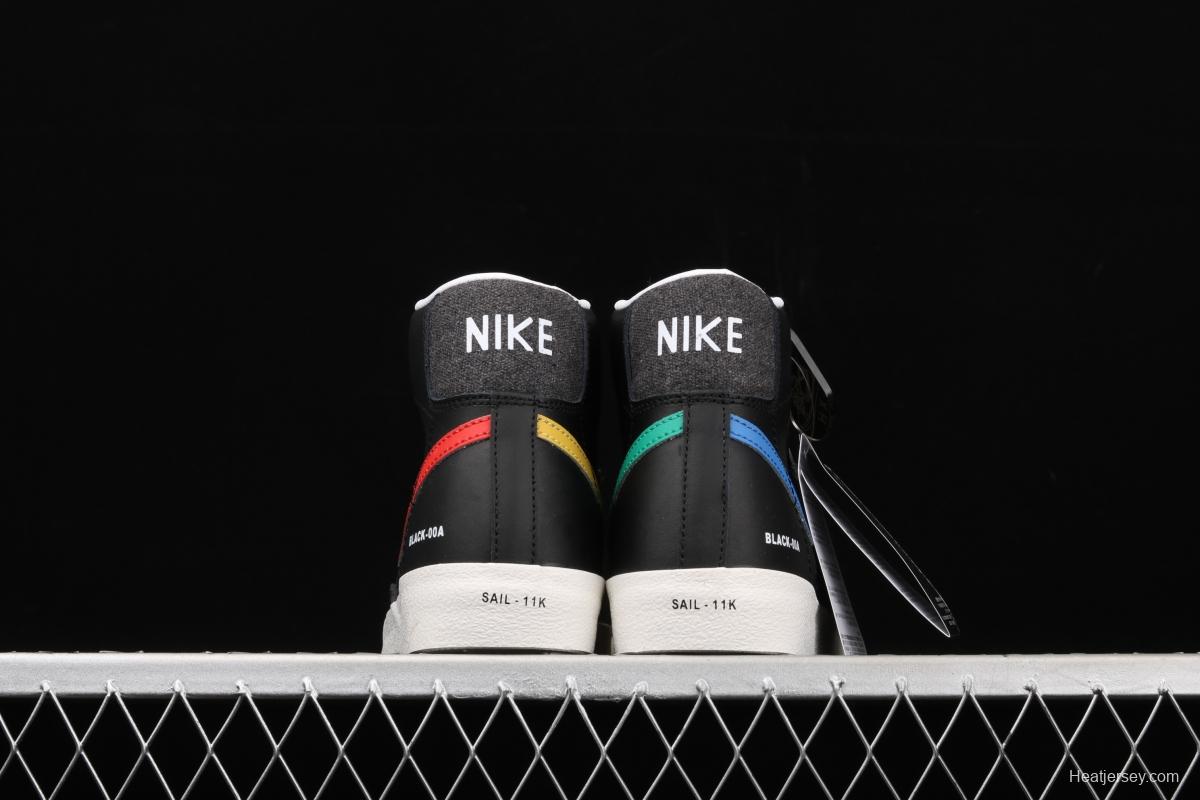 NIKE Blazer Mid'77 Trail Blazers four-color hook black high-top casual board shoes DA2142-046