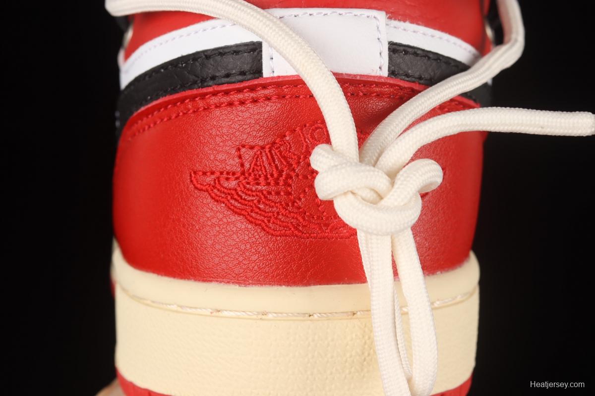 Air Jordan 1 Low customized White and Red Chicago deconstructed Sports Culture Basketball shoes 553560-118