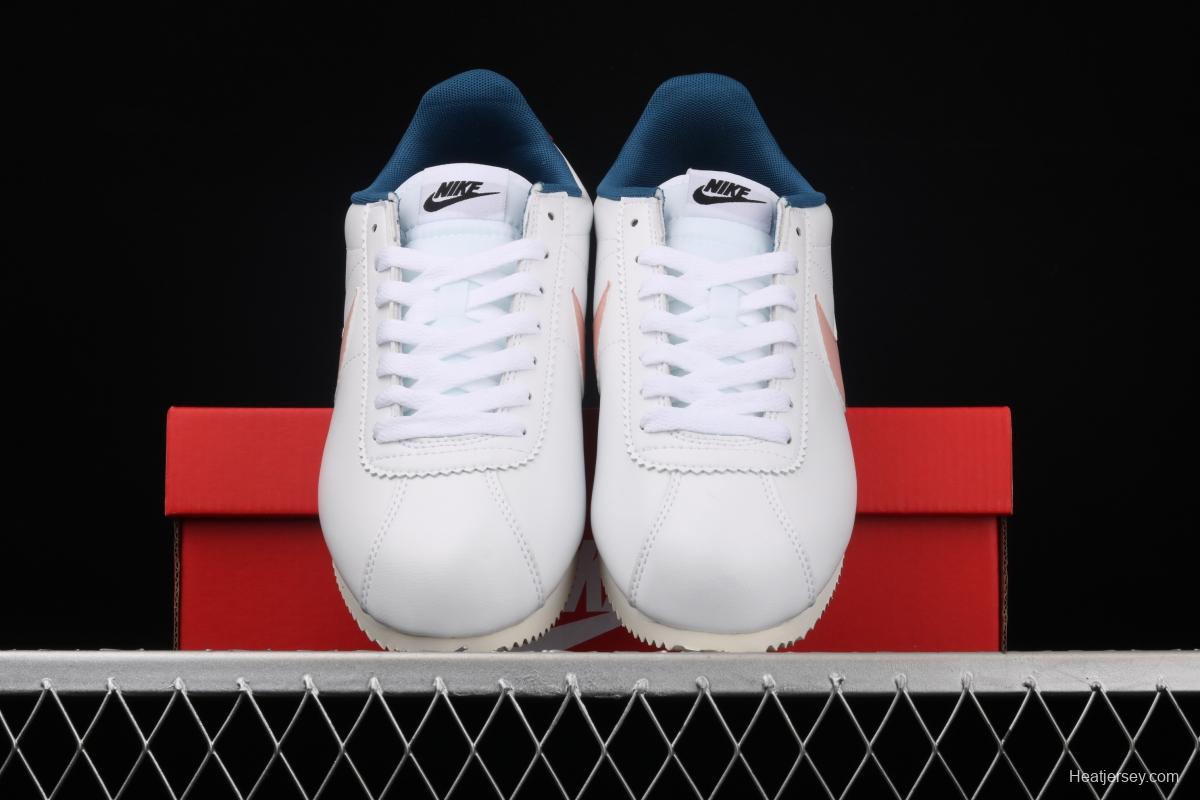 NIKE Classic Cortez Leather Forrest Gump fresh white powder matching leather running shoes 807471-114