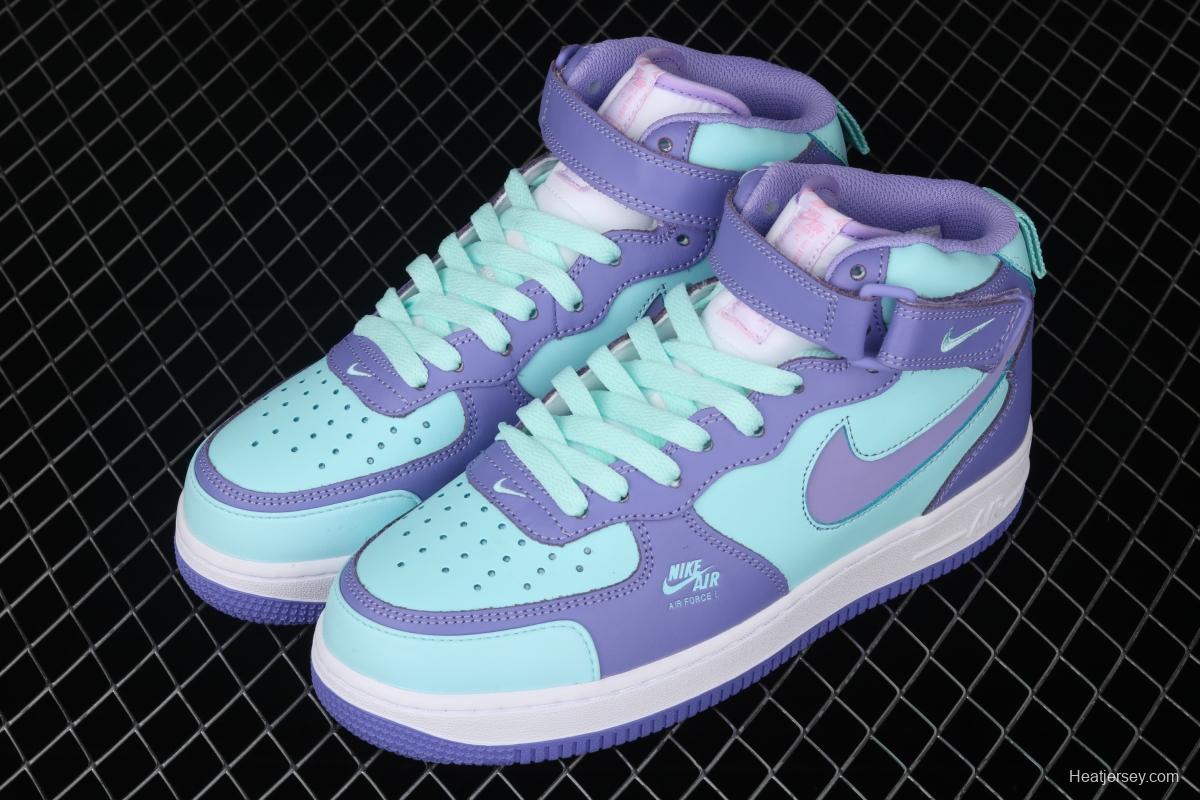 NIKE Air Force 1 Mid sells blue and purple color Zhongbang leisure board shoes CV3039-107overseas