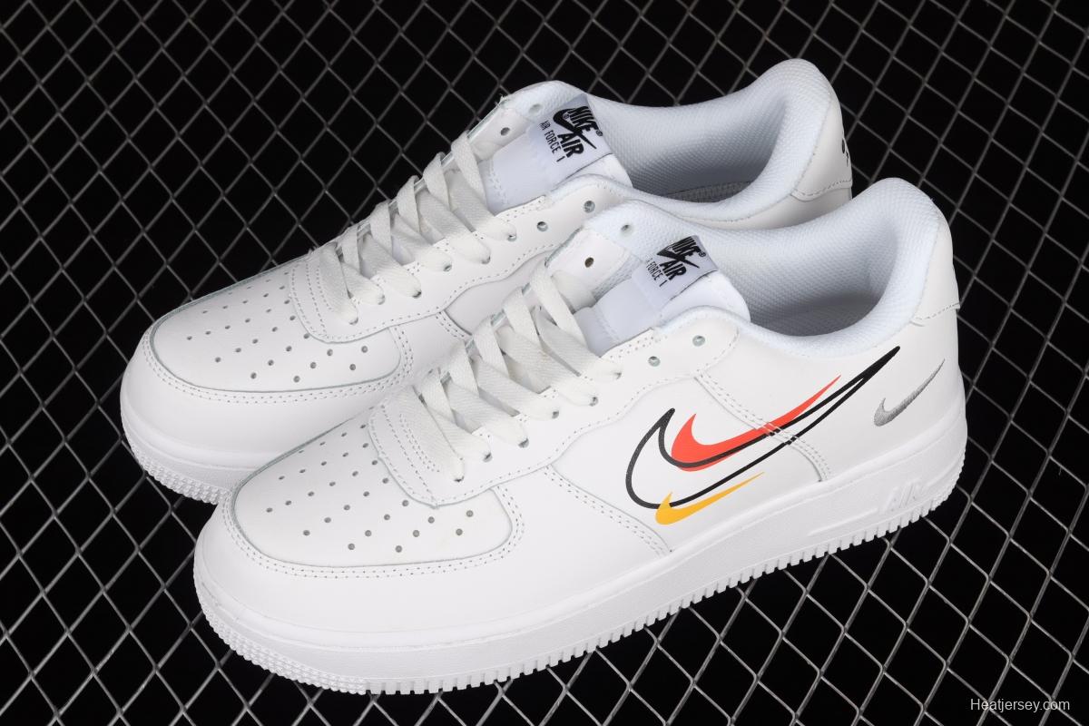 NIKE Air Force 1 Low Multi Swoosh all-white colorful low-top casual board shoes DM9096-100