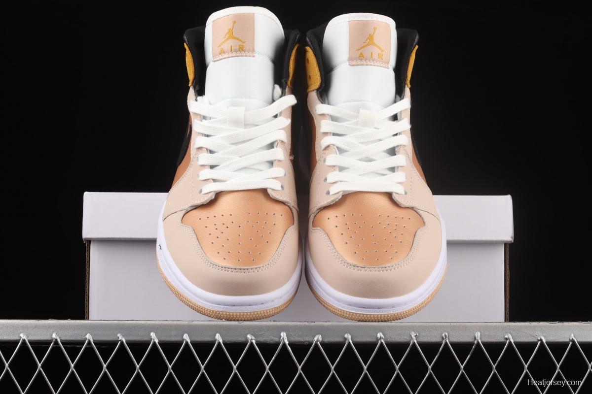 Air Jordan 1 Mid SE Particle Beige rock tea bronze Zhongbang basketball shoes DD2224-200