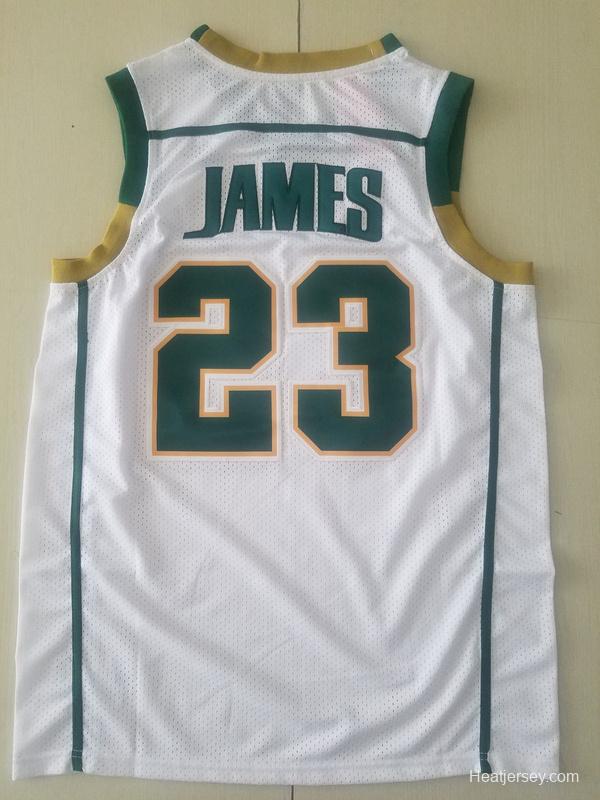 LeBron James 23 Irish High School White Basketball Jersey