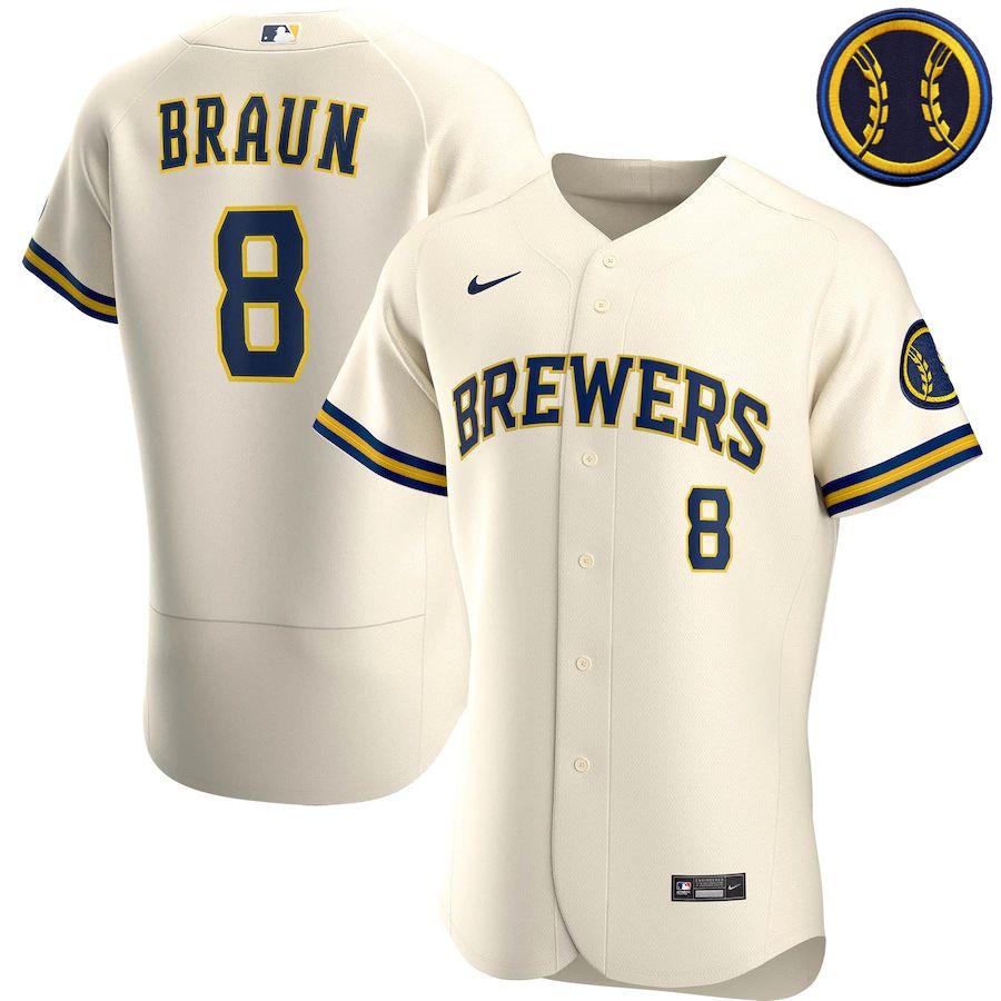 Men's Ryan Braun Cream Home 2020 Authentic Player Team Jersey