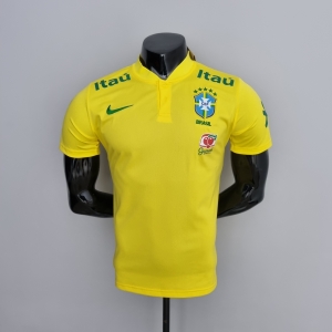 LOW NECK POLO BRAZIL YELLOW Soccer Jersey