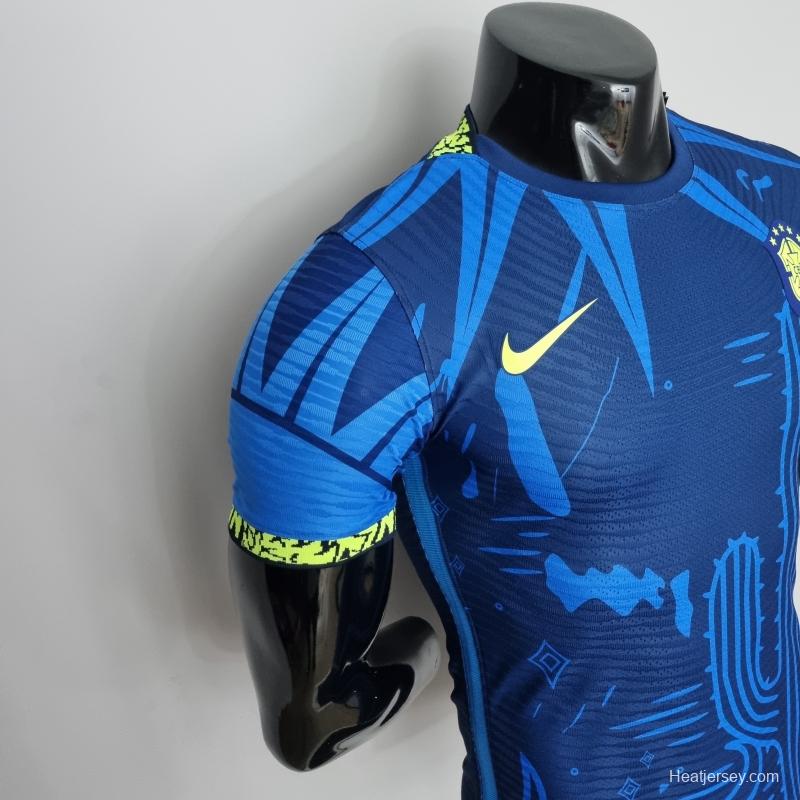 2022 Brazil Player Version Classic Blue Soccer Jersey