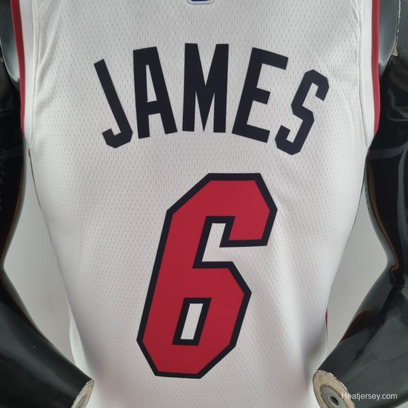 75th Anniversary Miami Heat JAMES #6 White NBA Jersey