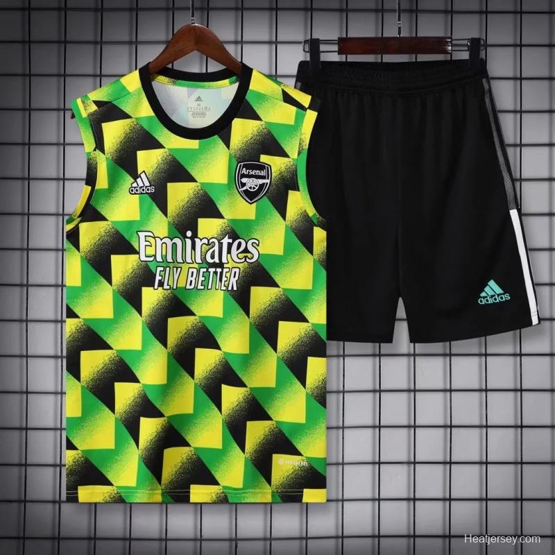 22/23 Arsenal Pre-match Training Jersey Yellow+Green Vest