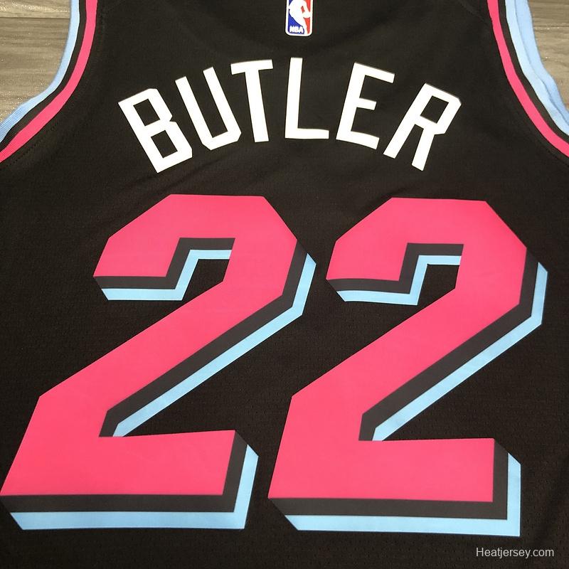 2019-20 NBA Heat Pressed Men's Black Miami Heat #22 Jimmy Butler City Edition Jersey