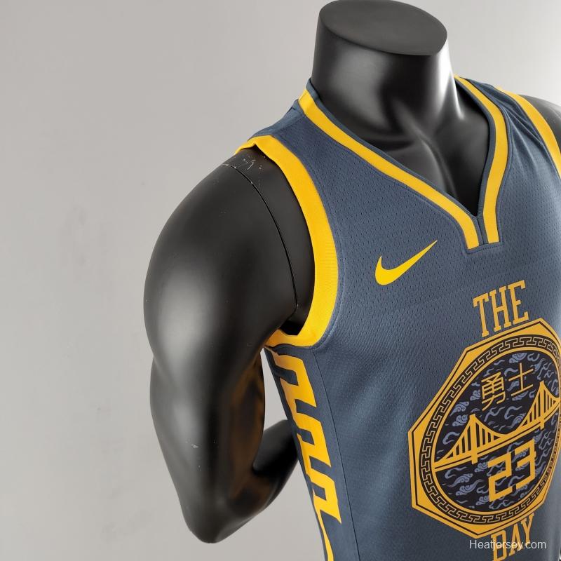 2018 GREEN #23 Golden State Warriors Grey NBA Jersey