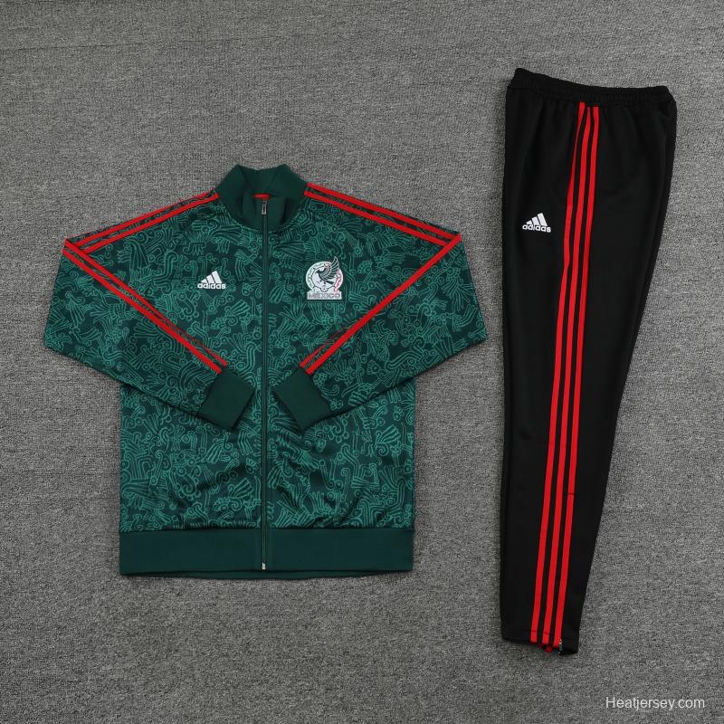 2022 Mexico Dark Green Full Zipper Tracksuit