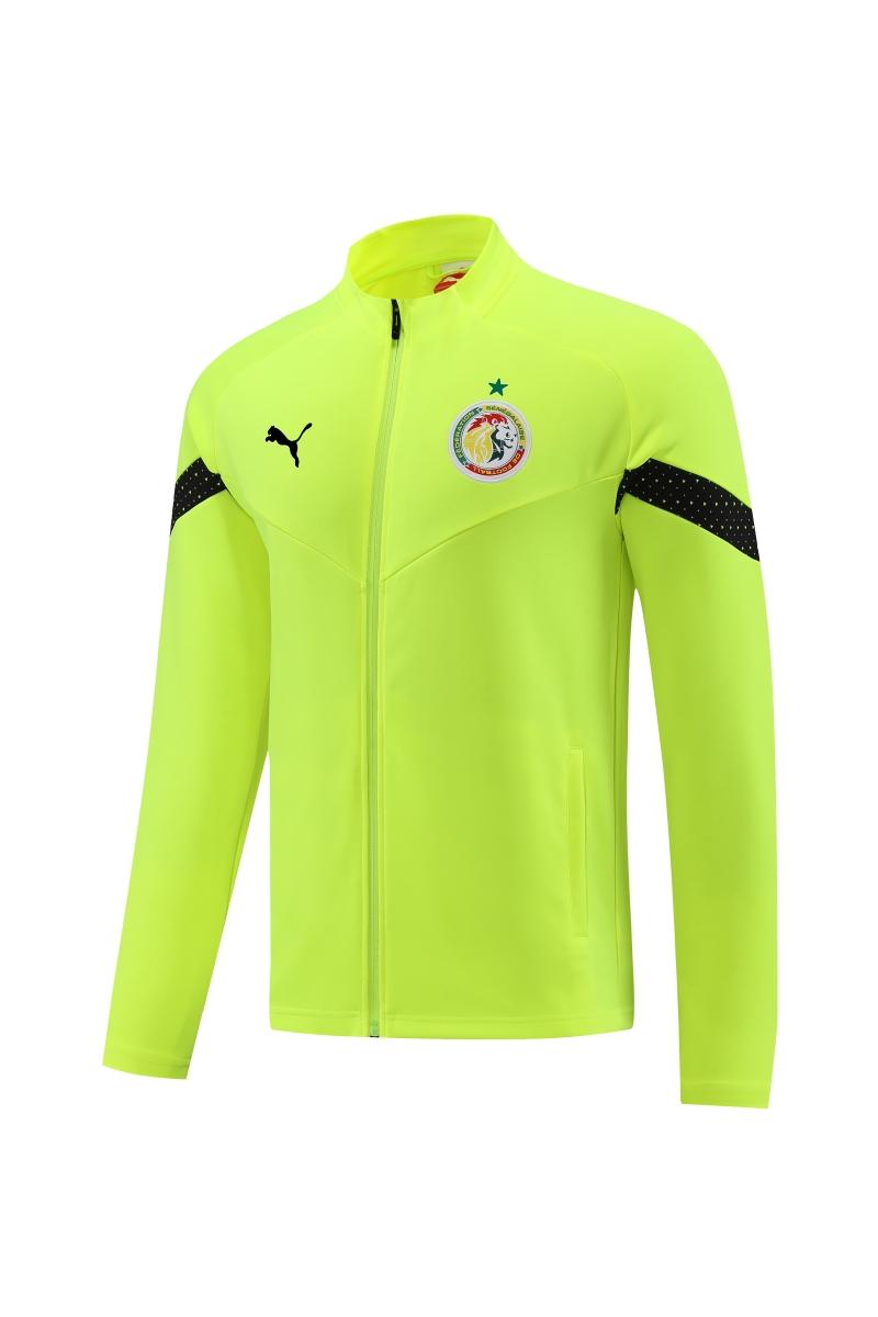 2022 Senegal Fluorescent Yellow Full Zipper Tracksuit