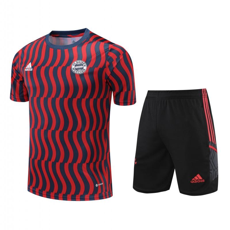 23-24 Bayern Munich Red/Blue Stripe Short Sleeve+Shorts