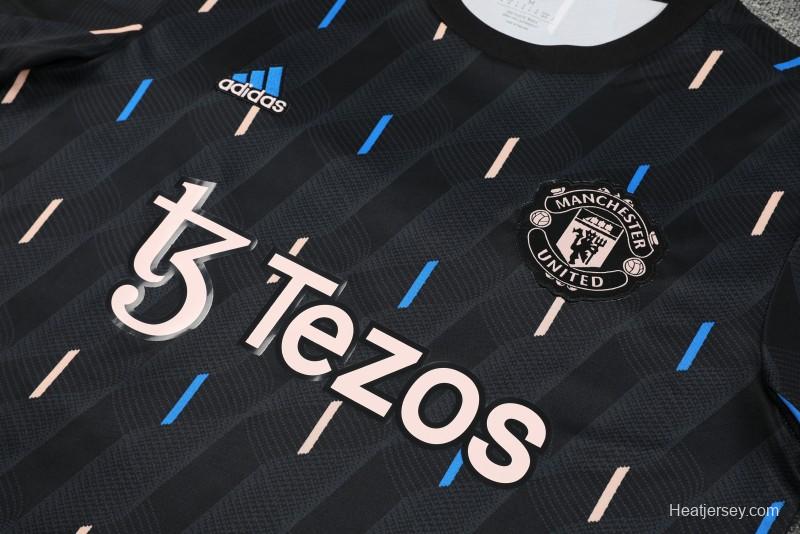 23-24 Manchester United Black Pattern Short Sleeve+Shorts