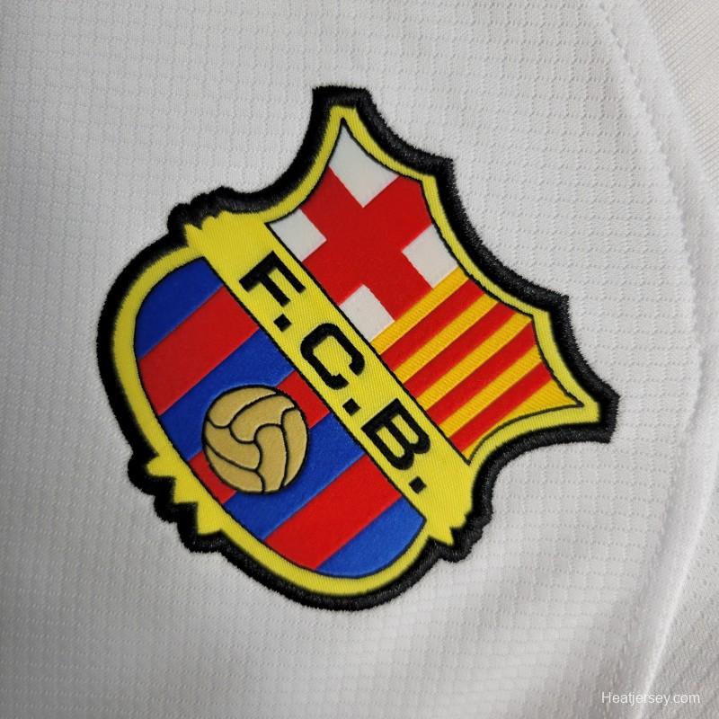 23-24 Barcelona White Away Long Sleeve Jersey