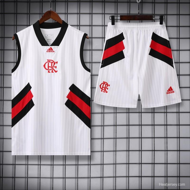 23-24 Flamengo White Remake Icon White Vest Jersey+Shorts