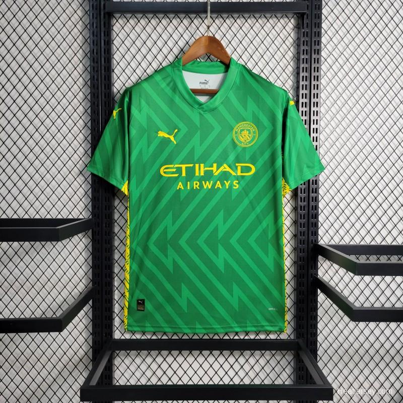 23-24 Manchester City Green Goalkeeper  Jersey