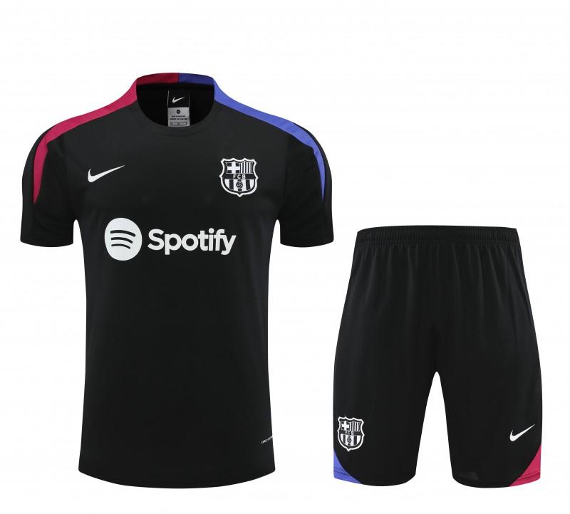 23/24 Barcelona Black Cotton Short Sleeve Jersey+Shorts