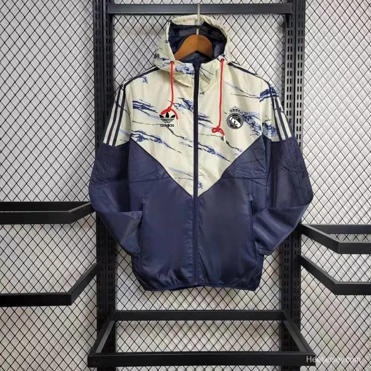 24/25 Real Madrid Navy/Beige Windbreaker