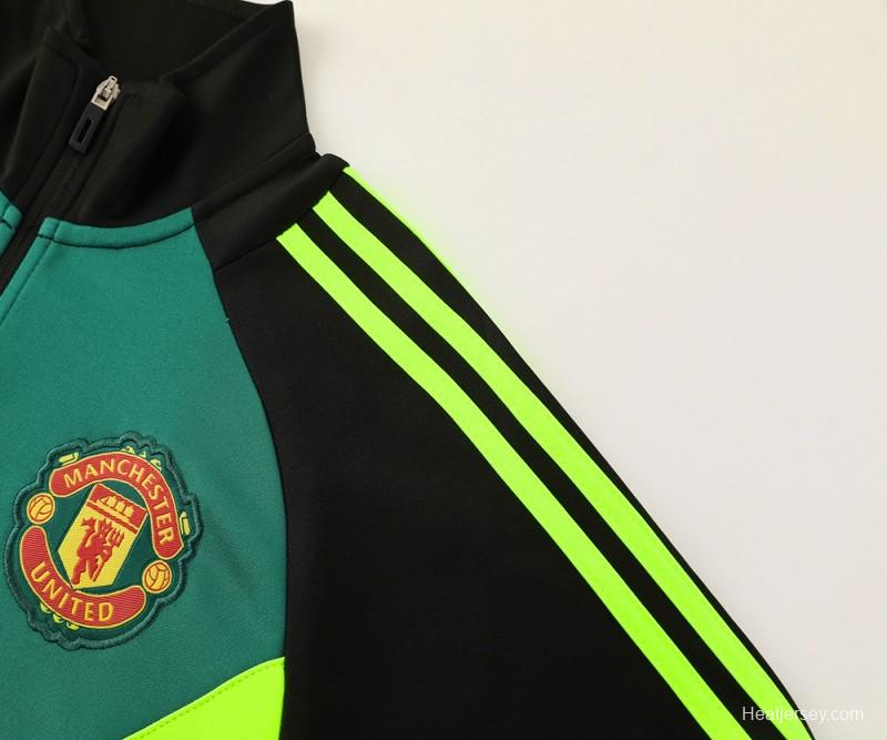 24/25 Manchester United Black/Green Full Zipper Jacket +Long Pants