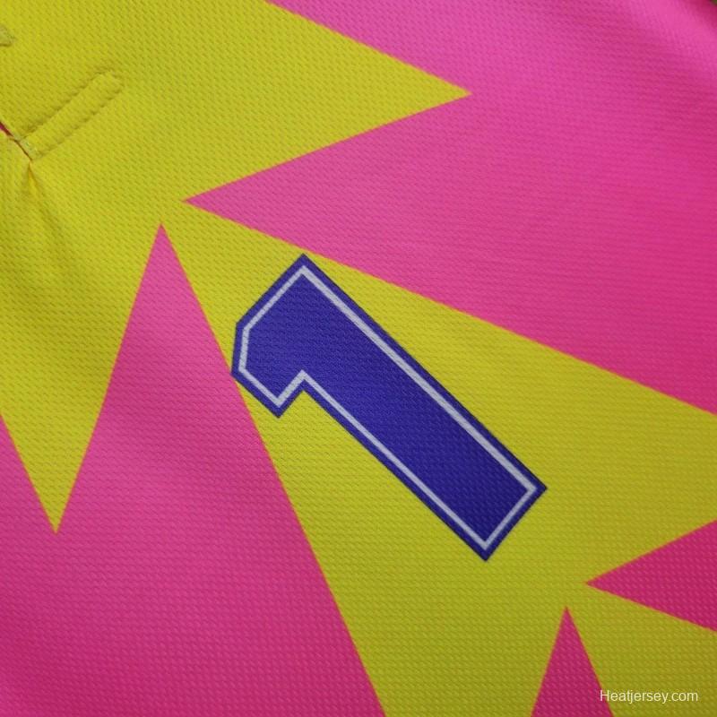 Retro 1998 Mexico Goalkeeper CAMPOS 1 WORLD CUP CAMPOS 1 Home Pink Jersey