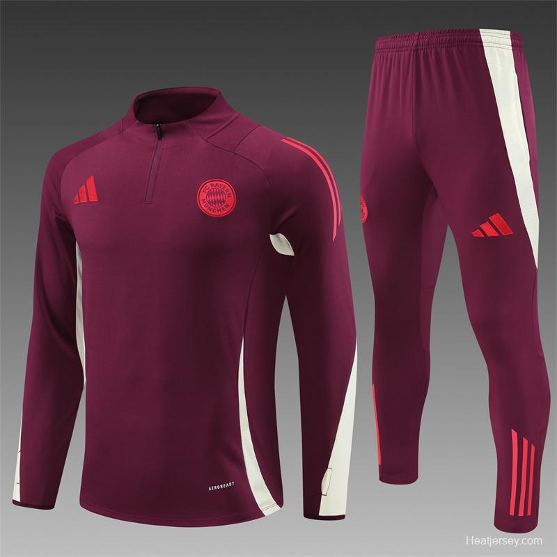 24/25 Bayern Munich Wine Half Zipper Jacket+Long Pants