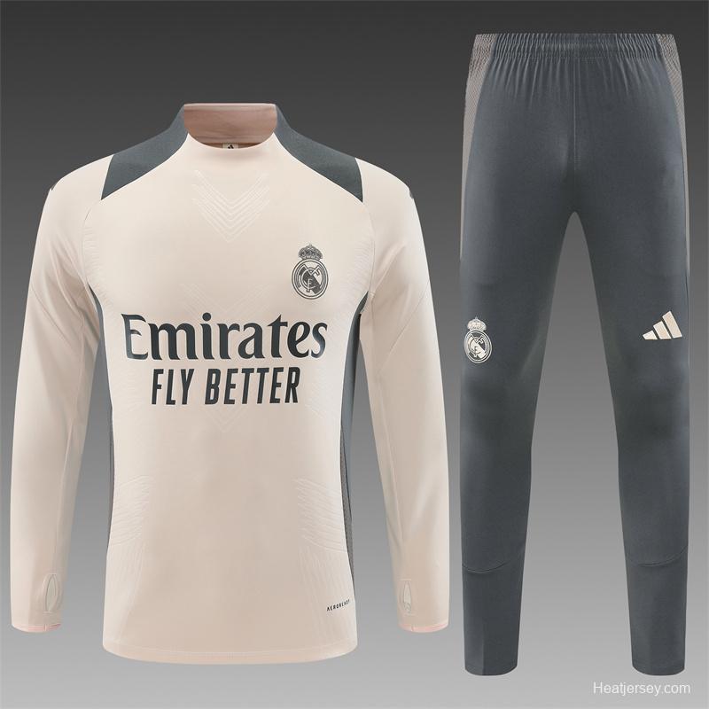 24/25 Real Madrid khaki Half Zipper Jacket+Long Pants