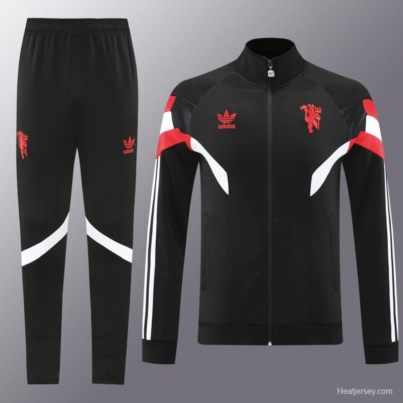 24/25 Manchester United Black Full Zipper Jacket +Long Pants