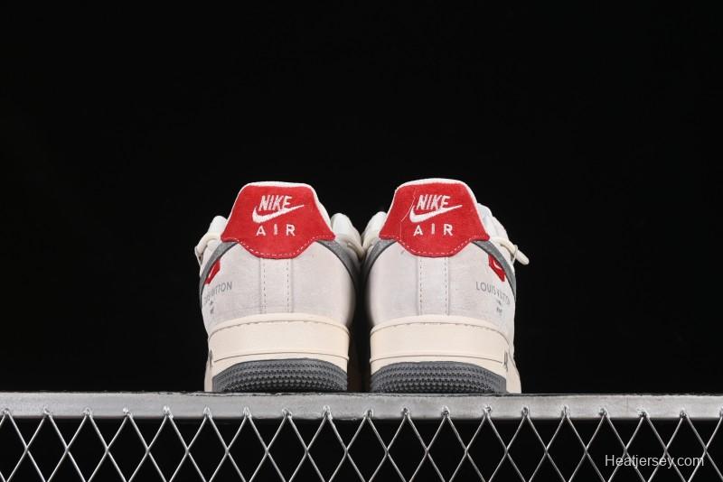 Nike Air Force 1 '07 Low LV Collaboration Two-Tone Red Heel Drawstring Casual Sneakers - DM6868-084
