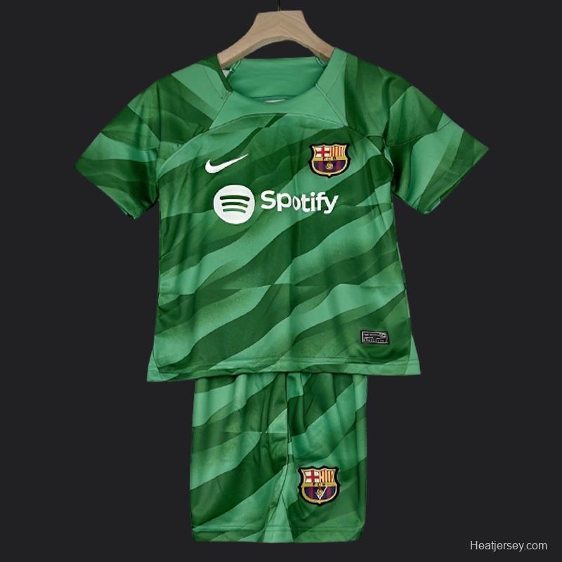 23/24 Kids Barcelona Goalkeeper Green Jersey Size 16-28