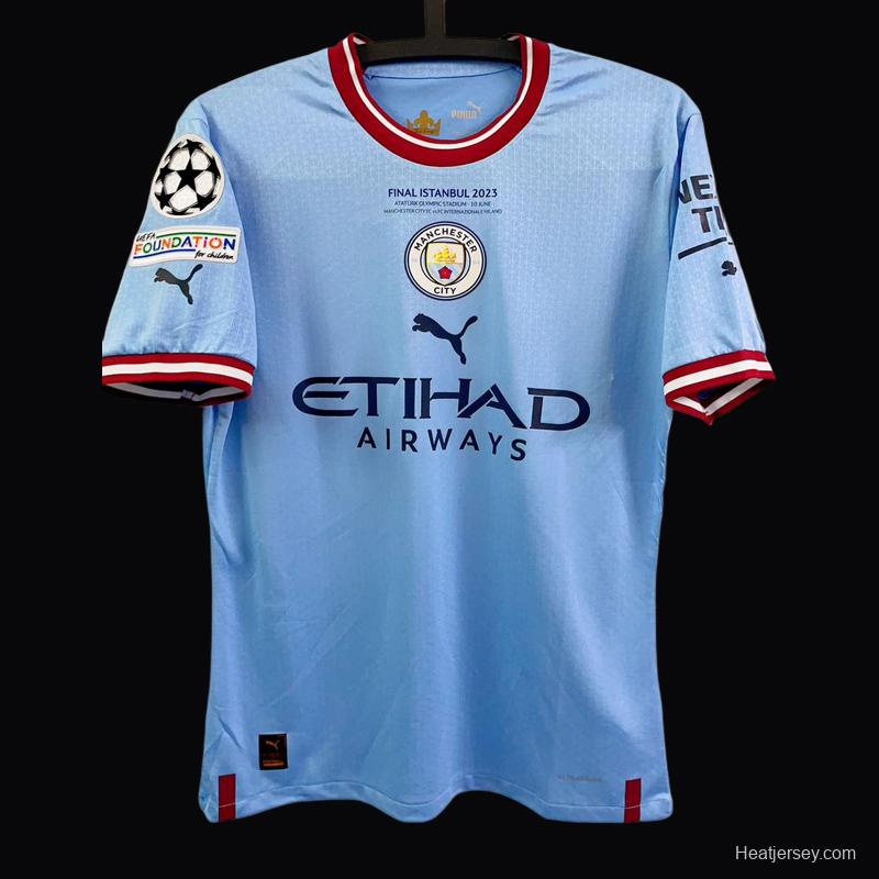 22/23 Manchester City Home Haaland Chamipion Final Jersey