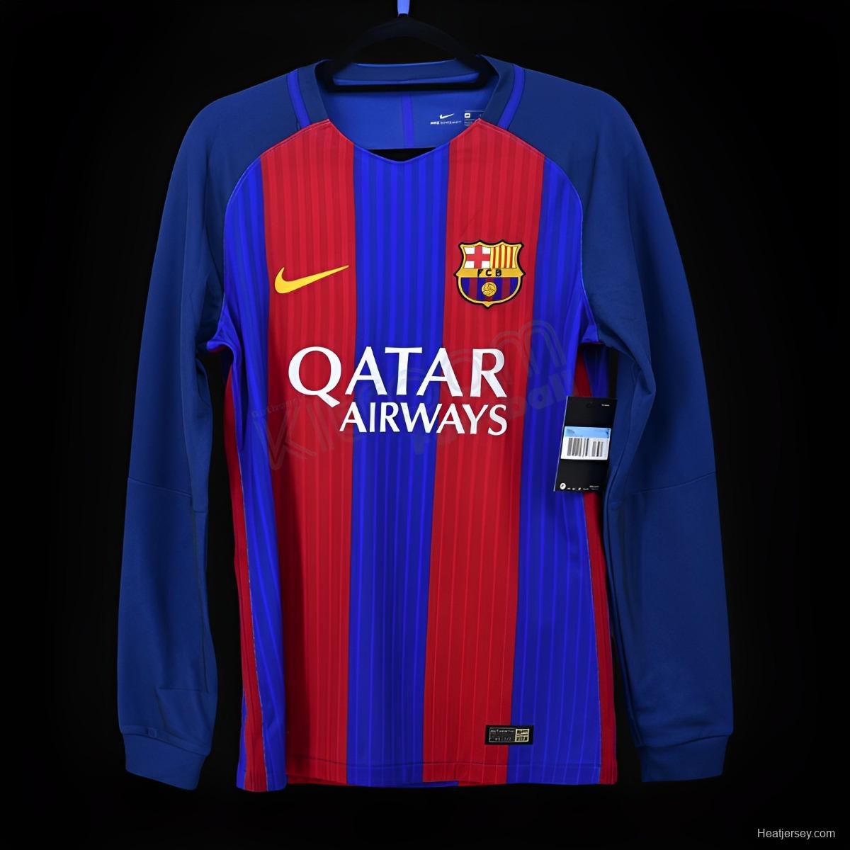 Retro 16/17 Barcelona Home Long Sleeve Jersey