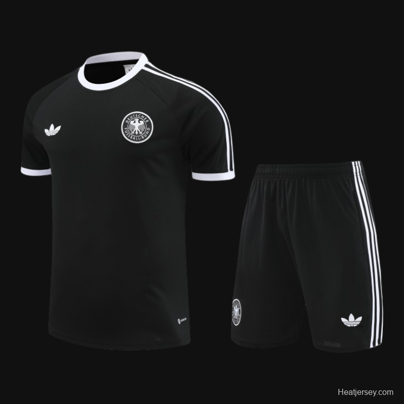 2024 Germany Black Cotton Short Sleeve Jersey+Shorts